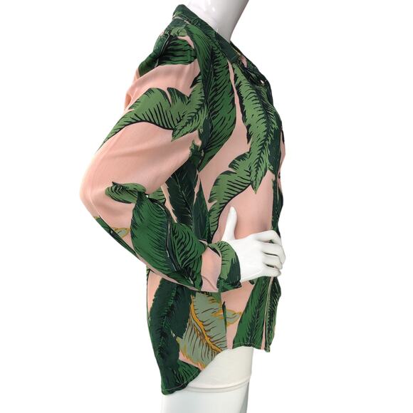 Beach Riot X Revolve Womens Size S Sunny Top in Pink Palm Button Down *TINY FLAW - Picture 9 of 16